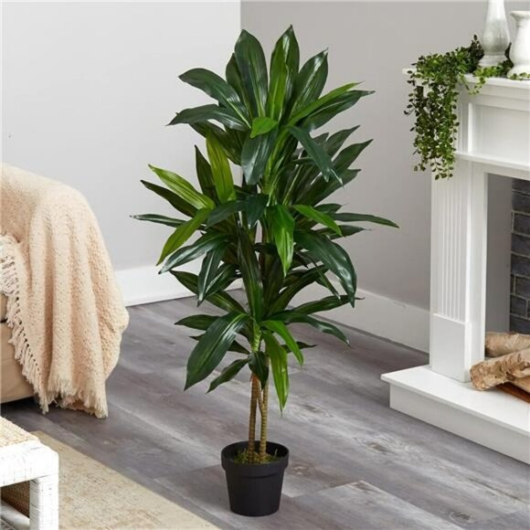 Tall artificial dracaena plant 48 inch real touch faux greenery home decor - Picture 2 of 7